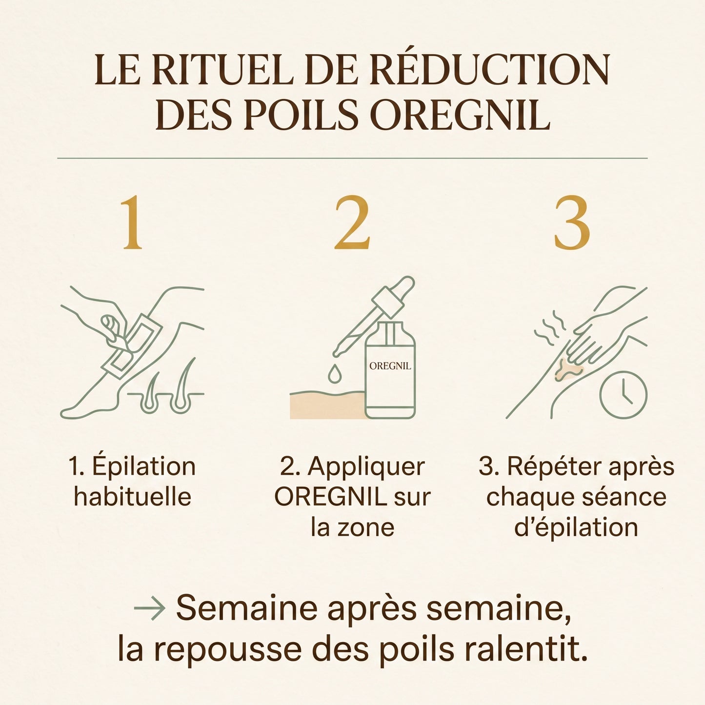 OREGNIL - Huile anti repousse de poil